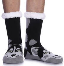 Mens Warm Slipper Socks Soft Cozy Fuzzy Fleece-Lined Winter Non Slip Indoor C...
