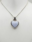 Michelle Albala Sterling Silver Fluted Lavender Jade Heart Pendant Necklace 16" — photo 2