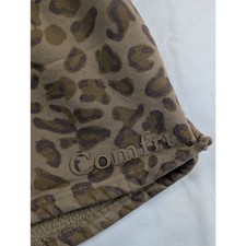 Comfrt Brown Leopard Print Minimalist Fleece Lounge Shorts Size Medium