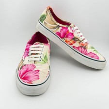 Vans Authentic Hawaiian Floral Hibiscus Skate Shoes Womens 8 Mens 6.5 Pink