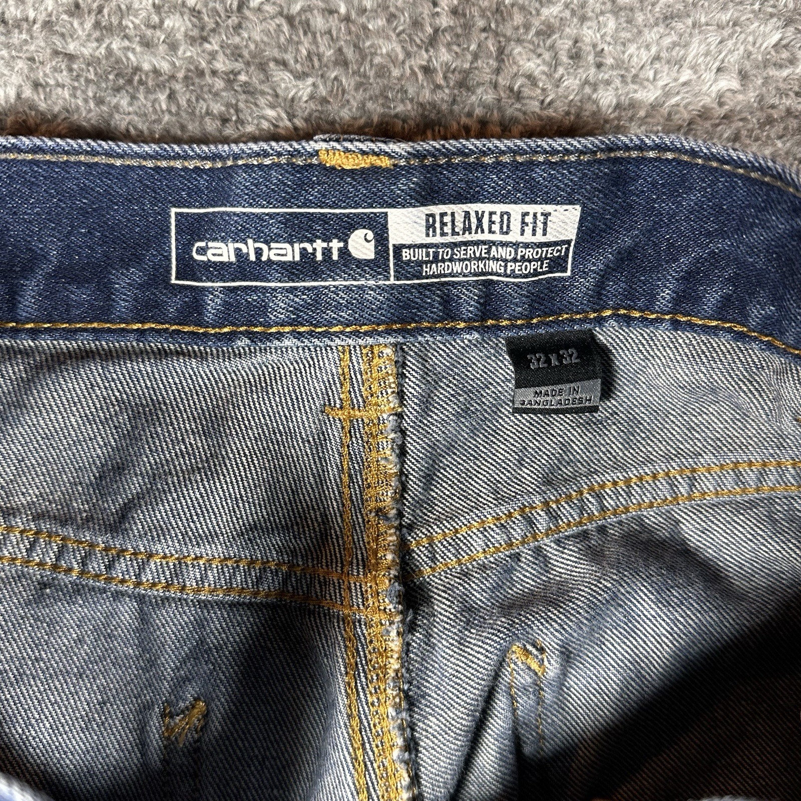 Carhartt Jeans Mens 33x32  (32x31) Blue Straight Relaxed Fit Dark Workwear thumbnail 4