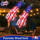 2 Pack 50 Inch Large American Flag Windsock with Lights 4Th of July Decorations,