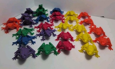 Lot Of 29 Vintage Rubber Pencil Topper Frogs Bull Little Grass Green Tree Pine 