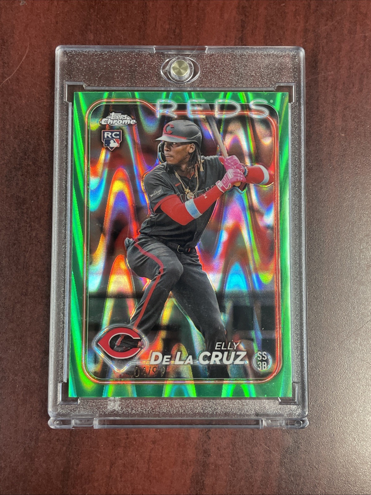 2024 Topps Chrome Elly De La Cruz #44 Green RayWave Refractor /99 (RC)