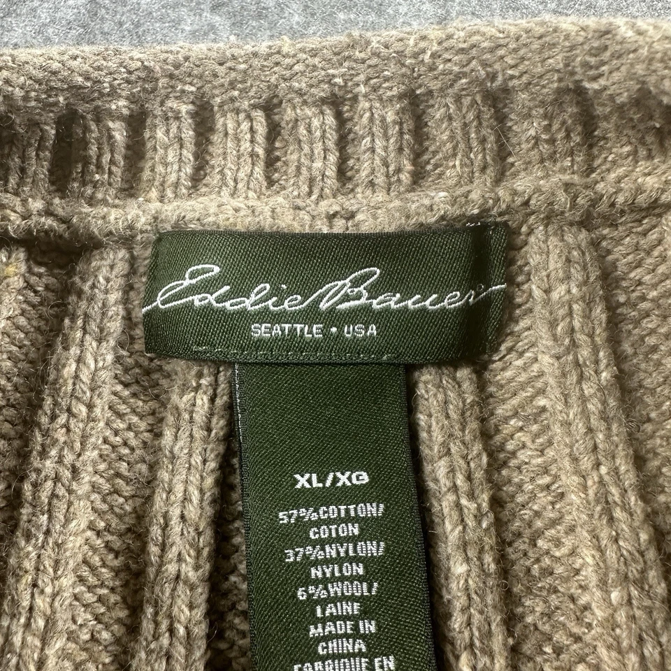 Suéter De Colección Eddie Bauer Para Hombres XL Pescador Marinero Cable Tejido Grueso Años 80 Foto 4 de 4