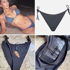 NEW 65 SKIMS Gunmetal Swim Dipped Tie Bikini Bottoms NWT sz XL