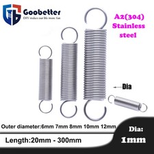 Gancho A2 304 Acero Inoxidable Resorte Expansión Extensión Muelles de Tensión Alambre Diámetro 1mm