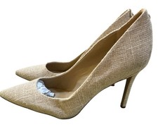 Sam Edelman Hazel Pointed Toe Heel Pumps Tan Silver Tweed Fabric Size 8