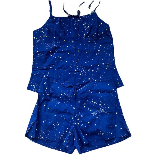 Nick & Nora Cami Top und Shorts Pyjama Set Blau Sternenmuster Größe M