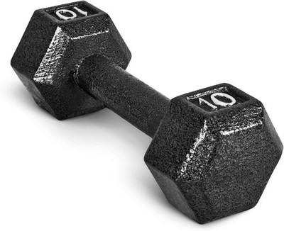 Pro TSA Hex 10 Pound Home Gym Iron Free Weight Single Dumbbell, Black (1)