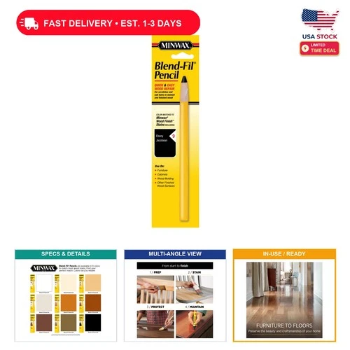 Wood Repair Pencil for Furniture, Ebony Color, Heavy Duty, Durable Finish Deluxe - product listing photo