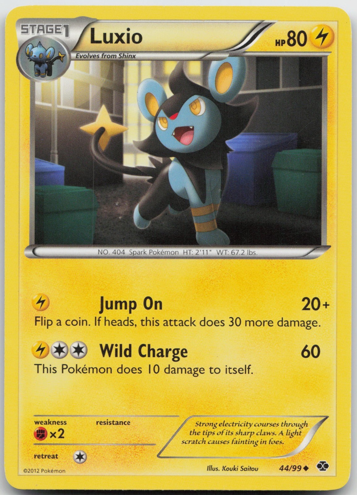 Luxio (44) Uncommon Lightning Next Destinies 44/99 LP 2012 Kouki Saitou Regular