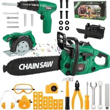 Kids Tool Set with Electronic Chainsaw  Toy Drill   Toddler Constr... Fas
