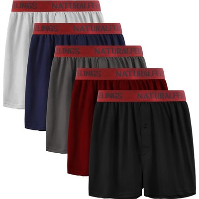 Herren Boxershorts Baumwolle 5er Pack Mid Burgunder Schwarz Komfort