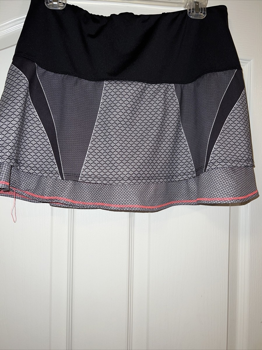 Lucky In Love Tennis Skirt Skort Black White Coral Golf Pickleball