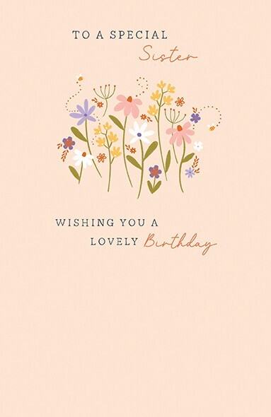 Sister Birthday Card – Paper Rose Illustrated Embossed Gold Foil Design