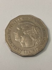 1981 moneta 50 centów książę Walii i lady Diana Spencer