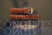 LONGINES 21MM BROWN ALLIGATOR LEATHER  GOLD BUCKLE  WATCH BAND WATCHBAND STRAP