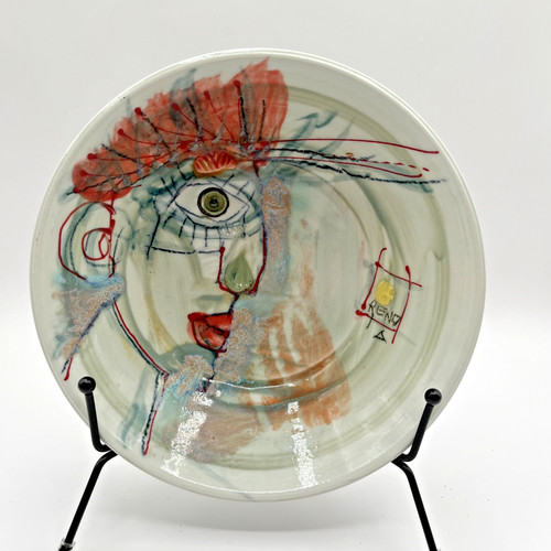 Jim Reno Pottery Hand Painted Ceramic Unique 3-D FACE Bowl