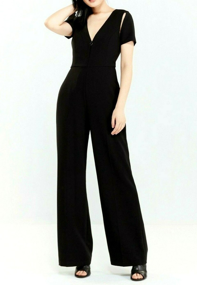 NWT BCBG MaxAzria Johnny Cold Shoulder Cutout JumpSuit Black Sz XXS Black  $298