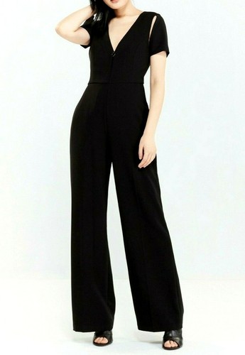 NWT BCBG MaxAzria Johnny Cold Shoulder Cutout JumpSuit Black Sz XXS Black $298 - Picture 2 of 11
