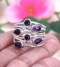 Natural Amethyst 925 Sterling Silver Handmade Gemstone Ring Women's Ring