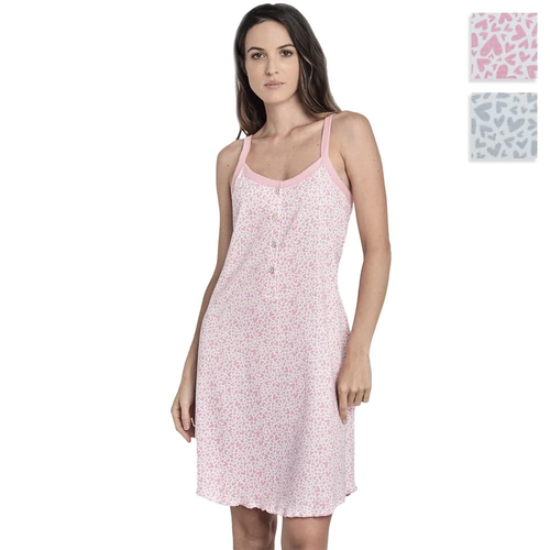 Lingery Camicia da Notte per Donna a Spallina Stretta in Puro Cotone