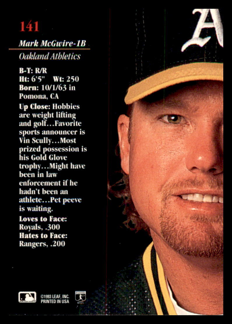 1993 Studio #141 Mark McGwire | eBay