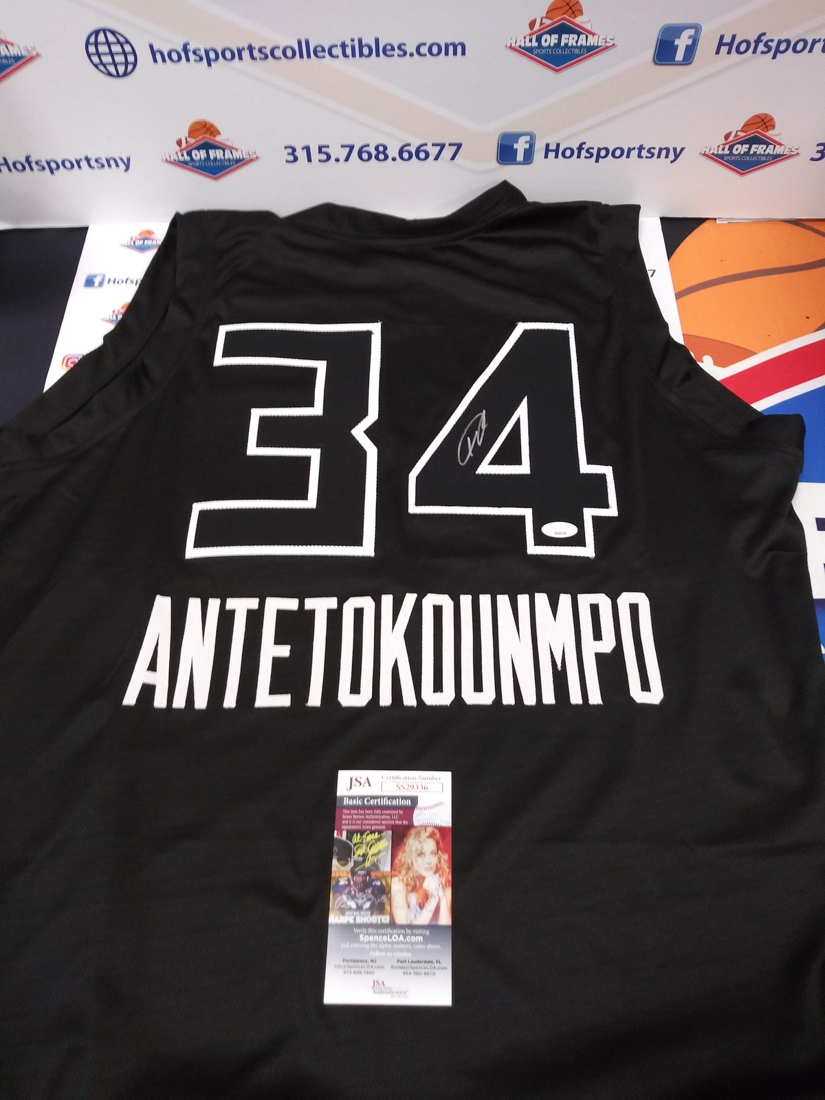 GIANNIS ANTETOKOUMPO SIGNED BUCKS BLACK CUSTOM JERSEY - JSA COA 