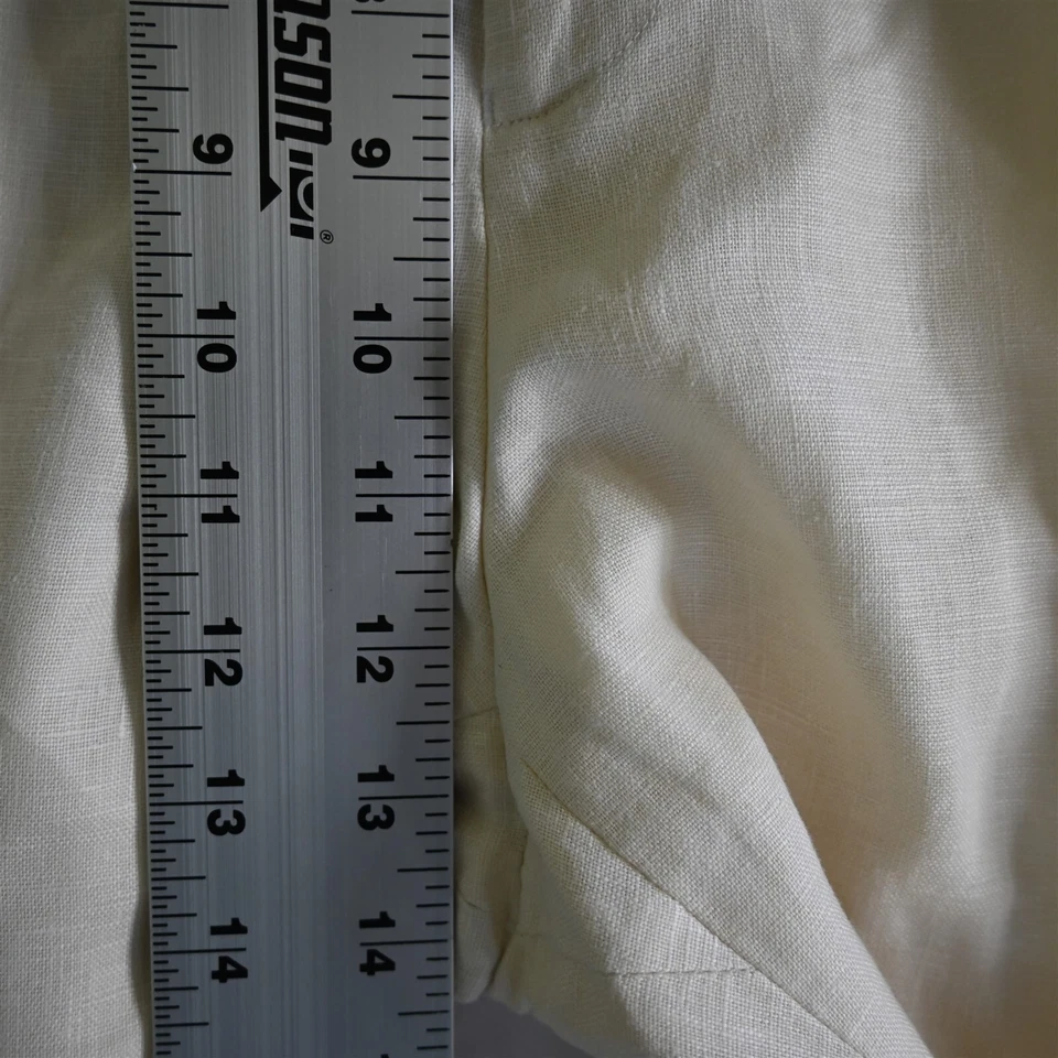 Pantalones de vestir clásicos de frente plano 100 % lino blancos Calvin Klein 38x30 para hombre Foto 3 de 4