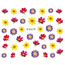 Nail Art 3D Stickers Stones Design Decoration Tips Flowers Pink Yellow E479