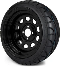 MODZ 14" D-Window Glossy Black Golf Cart Wheels and Tires (205/40-R14) Combo