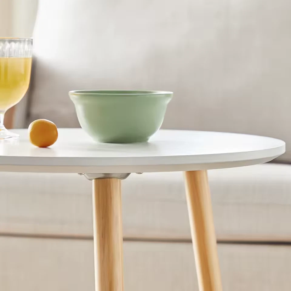 Nesting Side Table, Round End Table, Set of 2, Coffee Table with Solid Pine Wood - Image 4 of 4