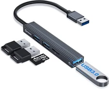 Mini USB Hub, 4-in-1 Multi-Port Adapter with High-Speed USB 3.0 Port, USB 2.0
