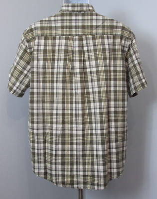 St Johns Bay Madras Neutral Checkered Shirt Mens L Chest 48 Button