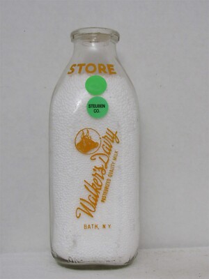 SSPQ Milk Bottle Walker Walker's Dairy Bath NY STEUBEN COUNTY AYRSHIRE COW HEAD