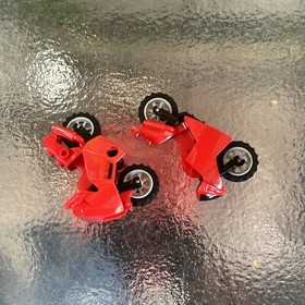 LEGO Motorcycle Sport Bike Red Grey Wheels Race City 18895 60084 lot of 2 bikes
