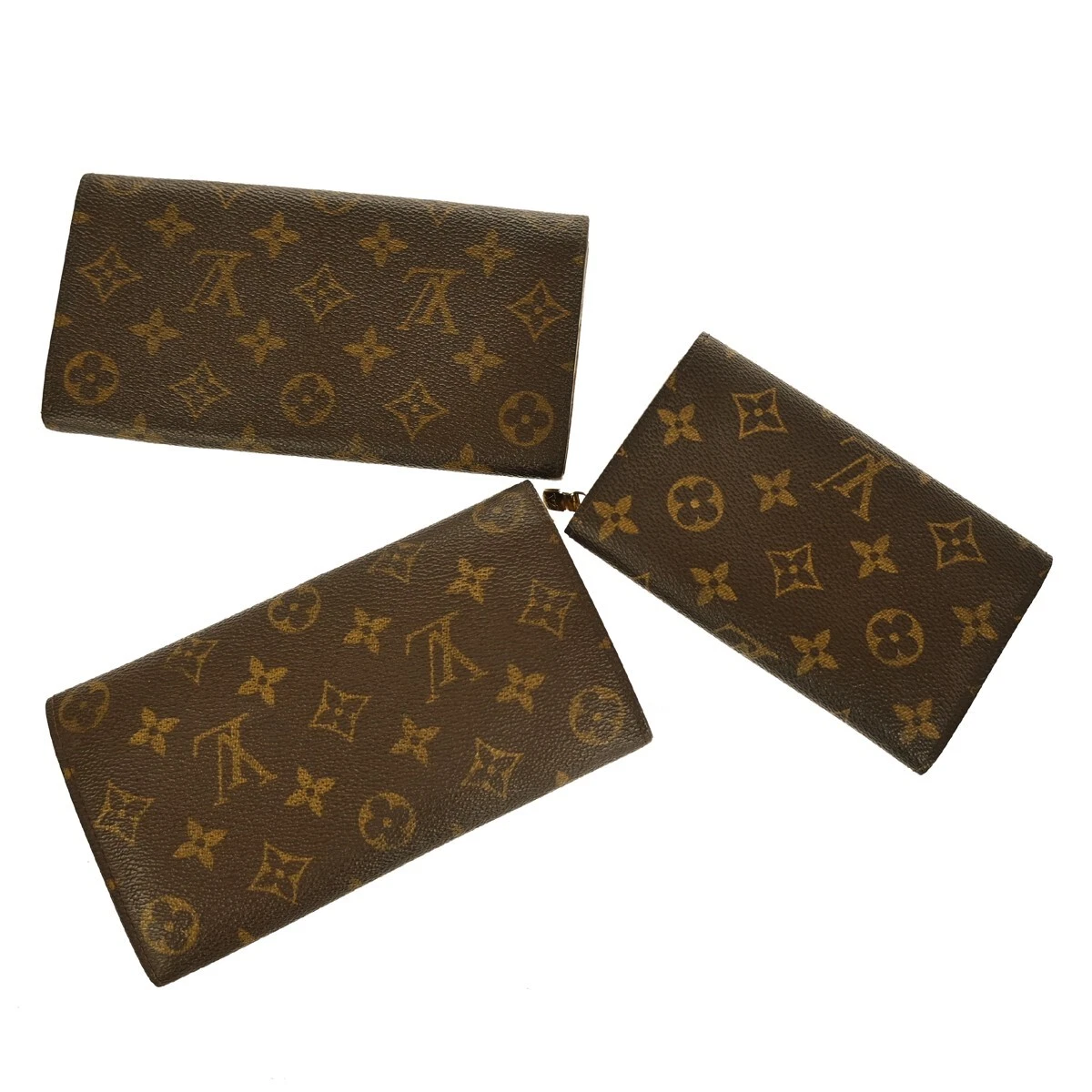 LOUIS VUITTON 3 Set Long Bifold Wallet Purse Monogram Leather Brown 68GA197