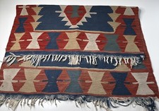 Red White Blue Rug/Floor Mat Lightweight Small Aztec/Dessert Feel Frays