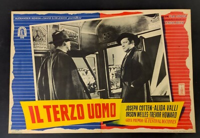 IL TERZO UOMO The Third Man ORSON WELLES RARA FOTOBUSTA NOIR 1a ed.1949 POSTER