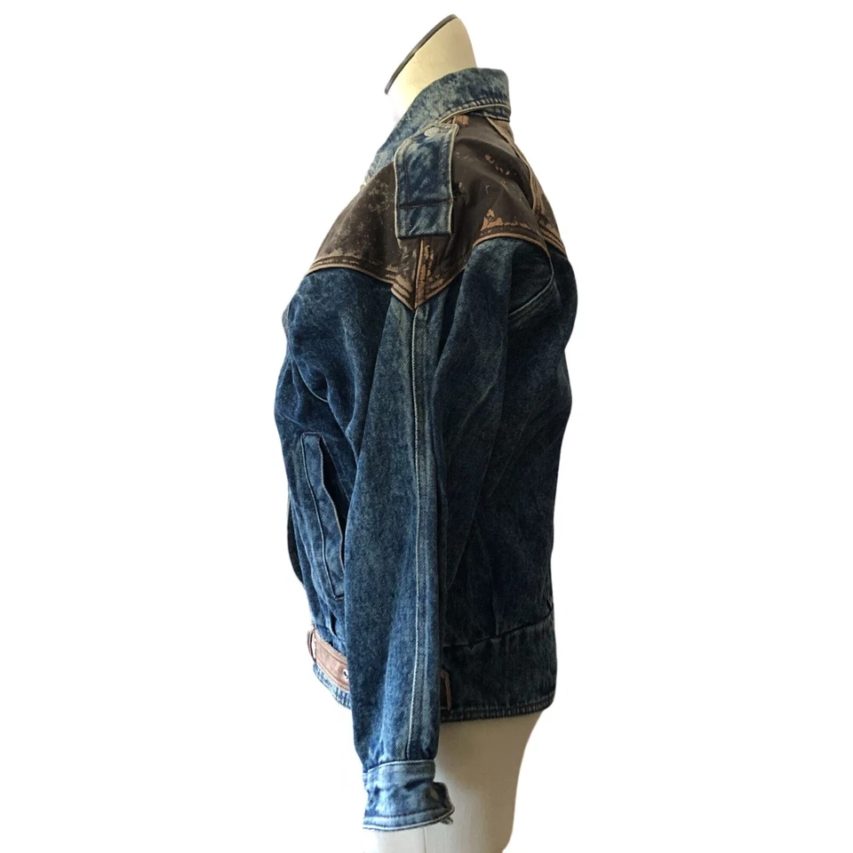 BB Dakota винтажный размер маленький синий джинсовой ткани кожи большого размера водитель грузовика куртка - Изображение 2 из 4