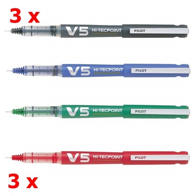 3 X Pilot V5 Nachfullbar Hi Tecpoint Stift Fein Spitze 0 5mm Liquid Tintenroller Ebay