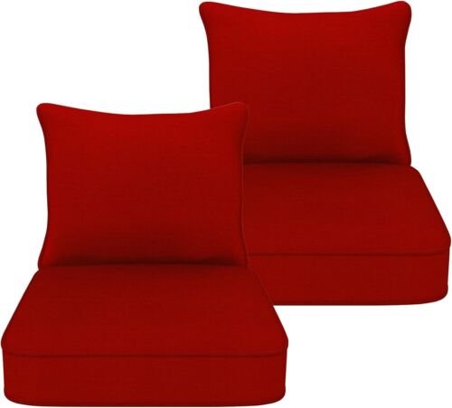 Chili Outdoor Deep Seat Cushions Set 22x24 In - Fade & Weather Resistant Comfort - Picture 9 of 9