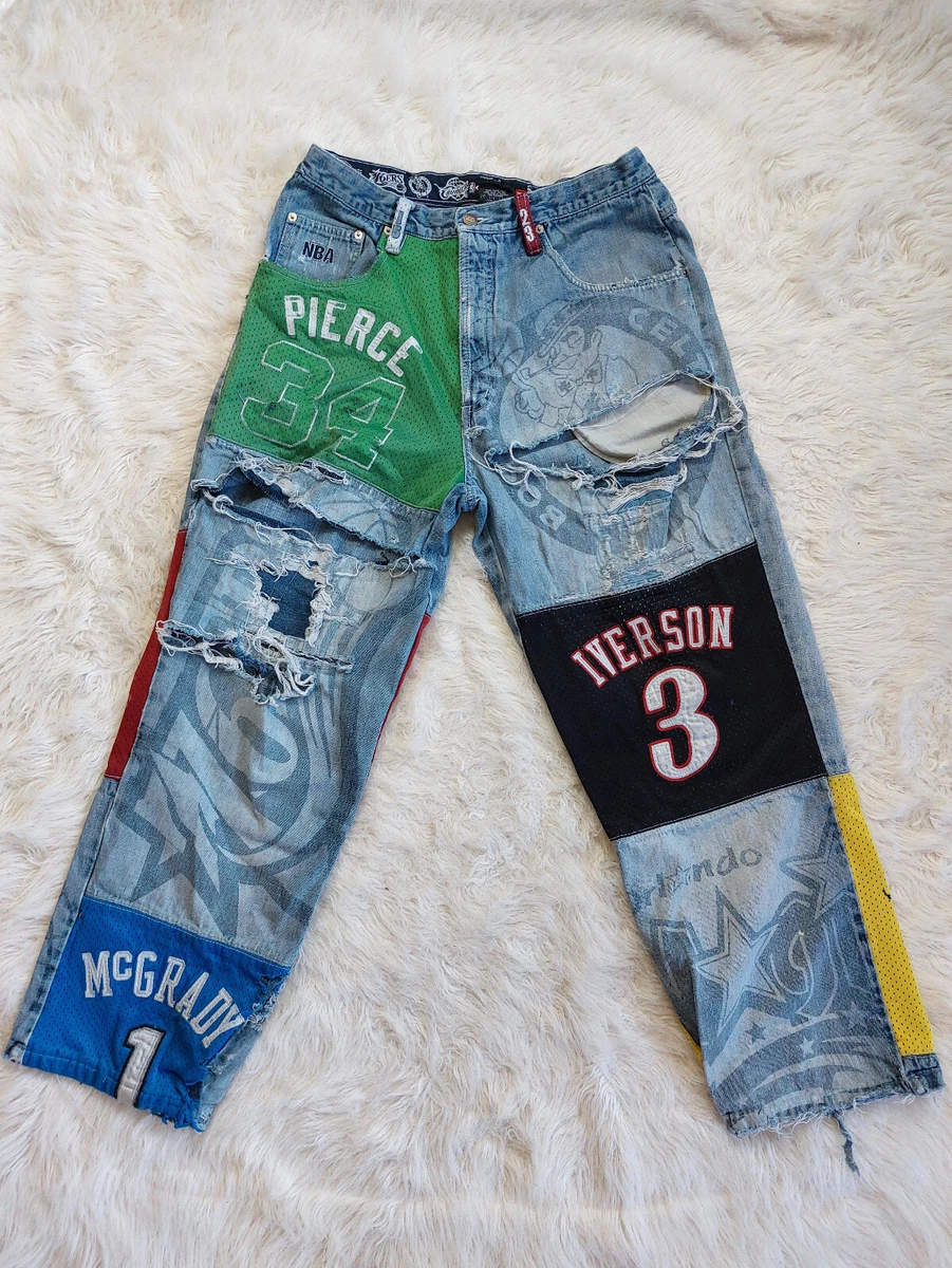 VTG Y2K UNK Denim Men s Blue NBA Retired Player Jersey Patch
