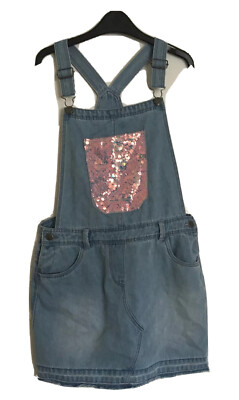 GIRLS PRETTY SEQUINS BLUE DENIM DRESS WITH SILVER BUTTONS 12-13 YEARS  GEORGE | eBay