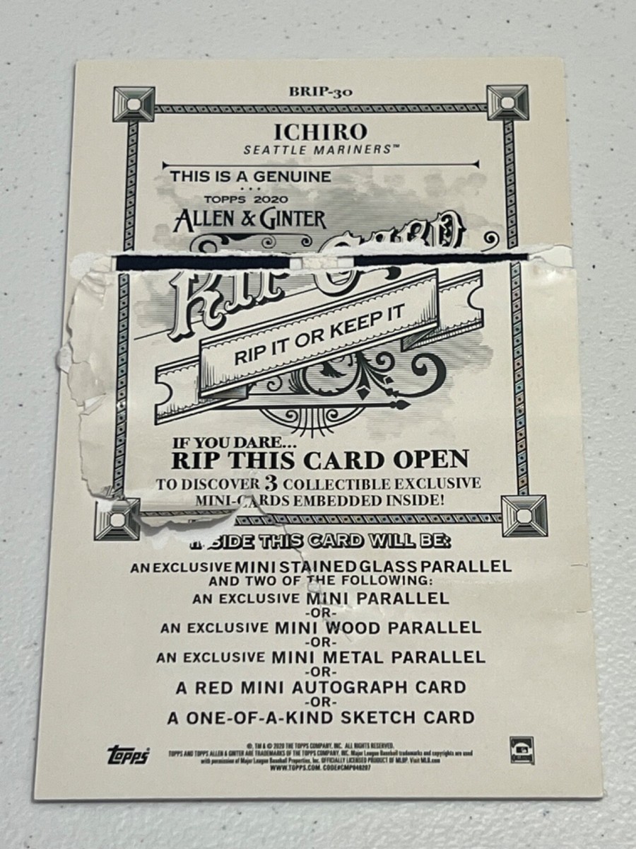 ICHIRO SUZUKI - 2020 Topps Allen and Ginter Box Topper Triple Rip 