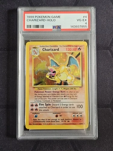 Charizard Base Set Holo Rare #4/102 1995 English PSA 4