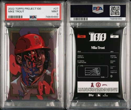 2022 TOPPS PROJECT100 #27 MIKE TROUT BY SMITHONE PSA MINT 9