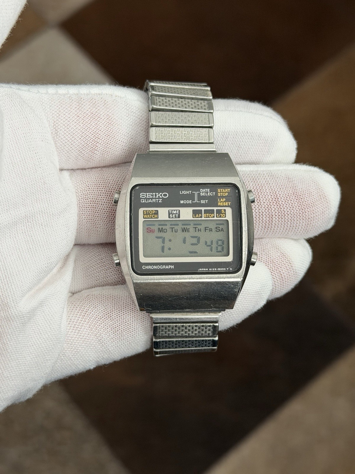 Rare Vintage Seiko A129-5000 Men’s Digital Chronograph Sports Watch JDM 1970s