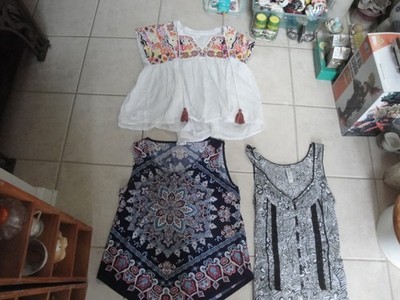 3 Different Great Woman's Boho Chic Hippie Tops Size S !